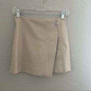 Zara Beige Faux Leather Skort Size XS
